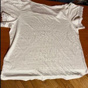 White Blouse with Short Sleeves and Textured Fabric